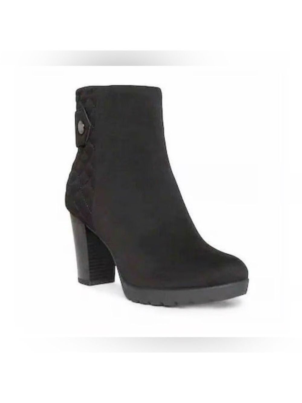 Anne Klein Women’s Quilted Black Fabric Detail boots